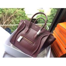 Replica Celine Luggage Mini Bag in Original Leather Wine