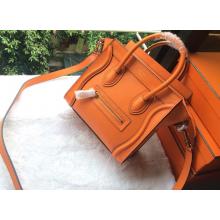 Replica Celine Luggage Nano Bag in Original Leather Orange