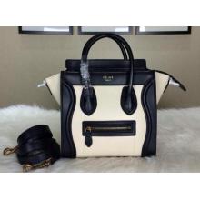 Replica Celine Luggage Nano Bag in Original Leather White&Black