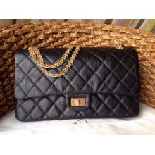 Replica Chanel Aged Calfskin Leather Classic 2.55 Reissue Size 226 Double Flap Shoulder Bag Black With Glod Hardware