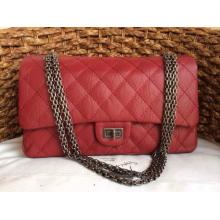 Replica Chanel Aged Calfskin Leather Classic 2.55 Reissue Size 226 Double Flap Shoulder Bag Red With Silver Hardware US