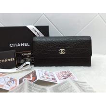 Replica Chanel Bi-Fold Wallet in Shrink Leather Black