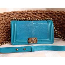 Replica Chanel Boy Flap Shoulder Bag In Original Pearl Leather Turquoise