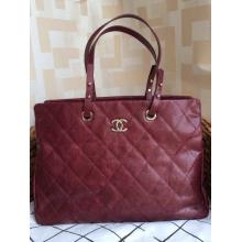 Replica Chanel Cerf Leather Shoulder Tote Bag Burgundy 2014