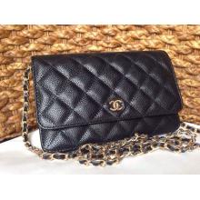 Replica Chanel Classic WOC Caviar Leather Wallet On Chain Bag Black