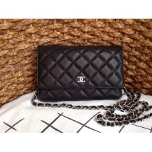 Replica Chanel Classic WOC Lambskin Leather Wallet On Chain Bag Black at UK