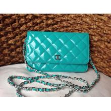 Replica Chanel Classic WOC Patent Leather Wallet On Chain Bag Green