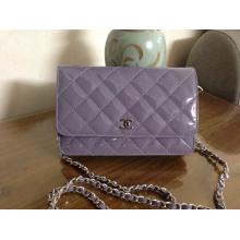 Replica Chanel Classic WOC Patent Leather Wallet On Chain Bag Lavender