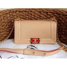 Replica Chanel Cube Embossed Le Boy Flap Shoulder Bag Beige at US