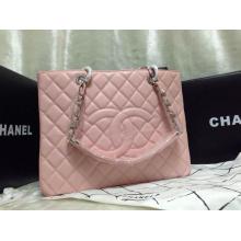 Replica Chanel GST Caviar Leather Grand Shopping Tote Bag Pink With Silver Hardware