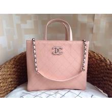 Replica Chanel Hampton Leather Shoulder Tote Bag Pink CA