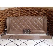 Replica Chanel Leather Le Boy Clutch Shoulder Bag Camel