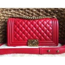 Replica Chanel Medium Boy Flap Shoulder Bag A67086 Red in Lambskin Leather with Hardware