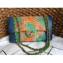 Replica Chanel Python Leather Classic 2.55 Flap Bag Blue&Green&Camel