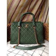 Replica Chanel Quilted Leather Shopping Shoulder Tote Bag Green at DE