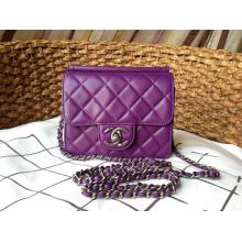 Replica Chanel Quilted Leather WOC Classic Flap Shoulder Mini Bag Dark Purple