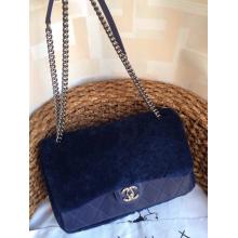 Replica Chanel Shearling Leather Flap Shoulder Bag Blue