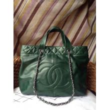 Replica Chanel Sheepskin Leather Shoulder Tote Bag Green