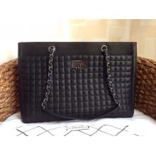 Replica Chanel Square CC Leather Shopping Tote Shoulder Bag 2014 Black