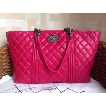 Replica Chanel Suede Leather Shopping Shoulder Tote Bag Fushia