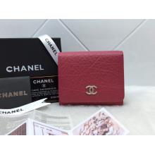 Replica Chanel Tri Folded Wallet in Shrink Leather Fushia