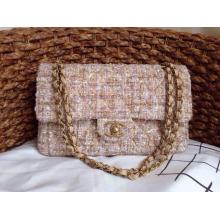 Replica Chanel Tweed Classic Double Flap Shoulder Bag Beige