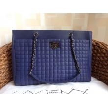 Replica Designer Chanel Square CC Leather Shopping Tote Shoulder Bag 2014 Blue Online Sale