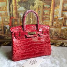 Replica Hermes Birkin 30/35 Crocodile Pattern Leather Bag Red