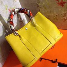 Replica Hermes Garden Party 36cm Clemence Veins Calf Leather Bag Yellow