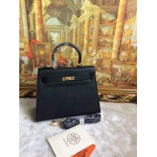 Replica Hermes Kelly 25cm Togo Leather Bag Black