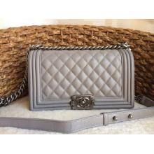 Replica High Quality Chanel Medium Boy Flap Shoulder Bag A67086 Gray in Caviar Leather with Hardware