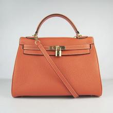 Replica Kelly Orange Cow Leather