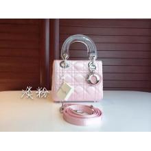 Replica Lady Dior Bag Pale Pink with Resin Handle 2014