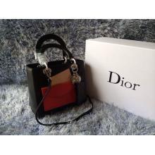 Replica Lady Dior with Front Pocket Bag Black/Fushia/Camel