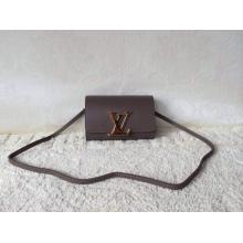 Replica Louis Vuitton Calfskin Leather Louise Clutch Bag Gray