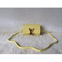 Replica Louis Vuitton Calfskin Leather Louise Clutch Bag Pale Yellow