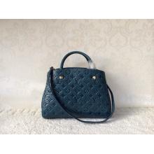 Replica Louis Vuitton Monogram Empreinte Montaigne Python MM Bag Cyan