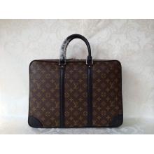 Replica Louis Vuitton Porte Documents Voyage Briefcase Monogram Macassar Canvas M40225 Mens Business Bag Gray/Black 2014 For Sale