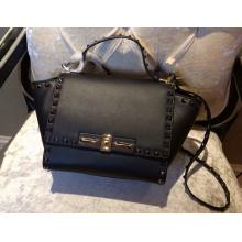 Replica Luxury Valentino Rockstud Leather Flap Shoulder Tote Bag 00880 Black UK