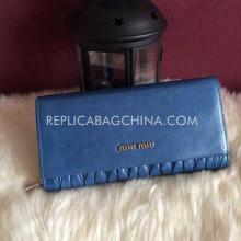 Replica Miu Miu Purse Calfskin Blue Wallet