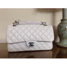 Replica Top Chanel Lambskin Leather Classic Double Flap Shoulder Bag White