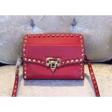 Replica Valentino Rockstud Flap Shoulder Bag Red with Removable Clutch 2015