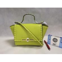 Replica Valentino Rockstud Leather Flap Shoulder Tote Bag 00880 Fluo Yellow For Sale