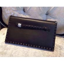 Replica Valentino Rockstud Platinum Finish Studs Clutch Bag Black