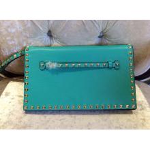 Replica Valentino Rockstud Platinum Finish Studs Clutch Bag Green