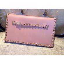 Replica Valentino Rockstud Platinum Finish Studs Clutch Bag Pink