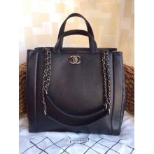 Top Chanel New Hampton Leather Shoulder Tote Bag 2014 Black CA