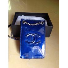 Top Chanel Smartphone Holder Pouch Crossbody Bag Blue Spring Summer 2014