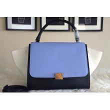 Top Copy Celine Trapeze Top Handle Bag Original Leather Sky Blue&Creamy&Black