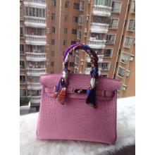 Top Hermes Birkin 30/35 Crocodile Pattern Leather Bag Pink AU